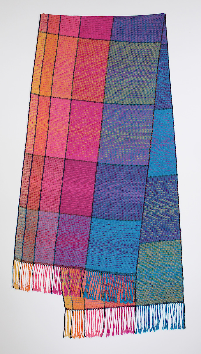 Fibonacci with Gradation Scarf, 2021, cotton and silk, 16 x 79 in